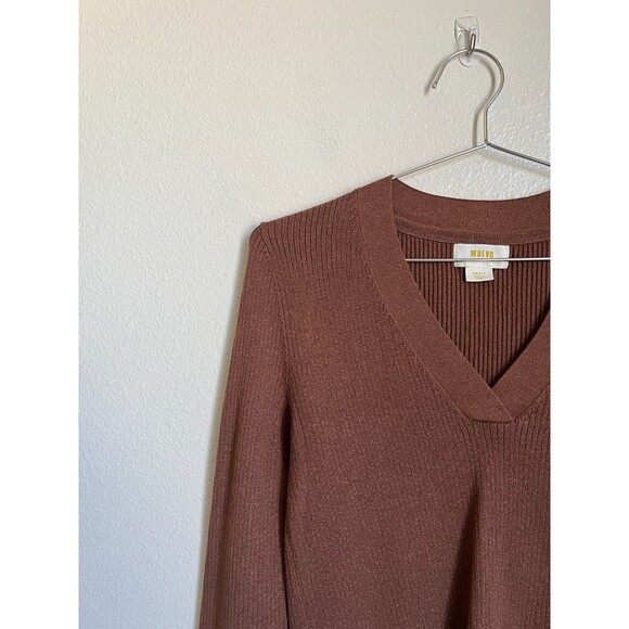 Maeve Anthropologie Thea V-Neck Sweater in Brown Size SMALL - Picture 2 of 6